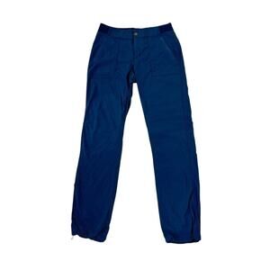 Athleta Dance Studio 8 Cinch Cuffs Wide Leg Blue Yoga City Commute Mid Rise